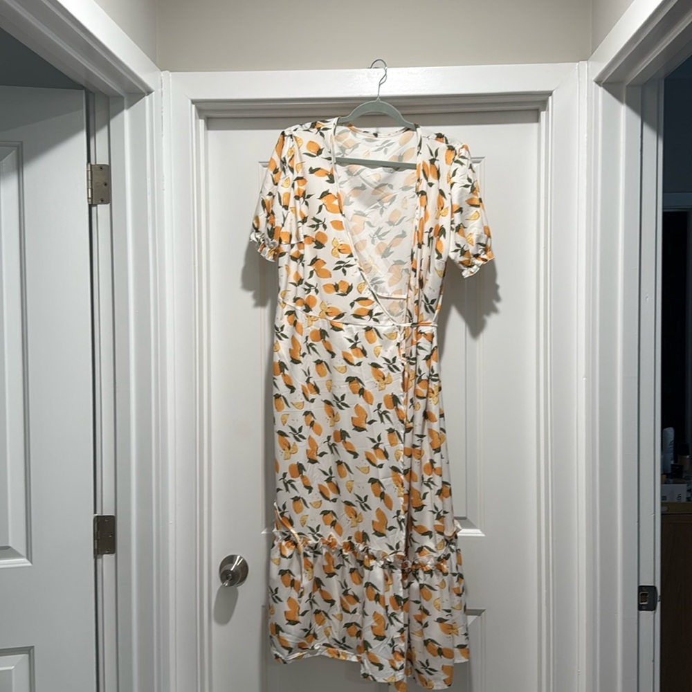 SHEIN Orange Brown Flutter Sleeve Maxi Sundress